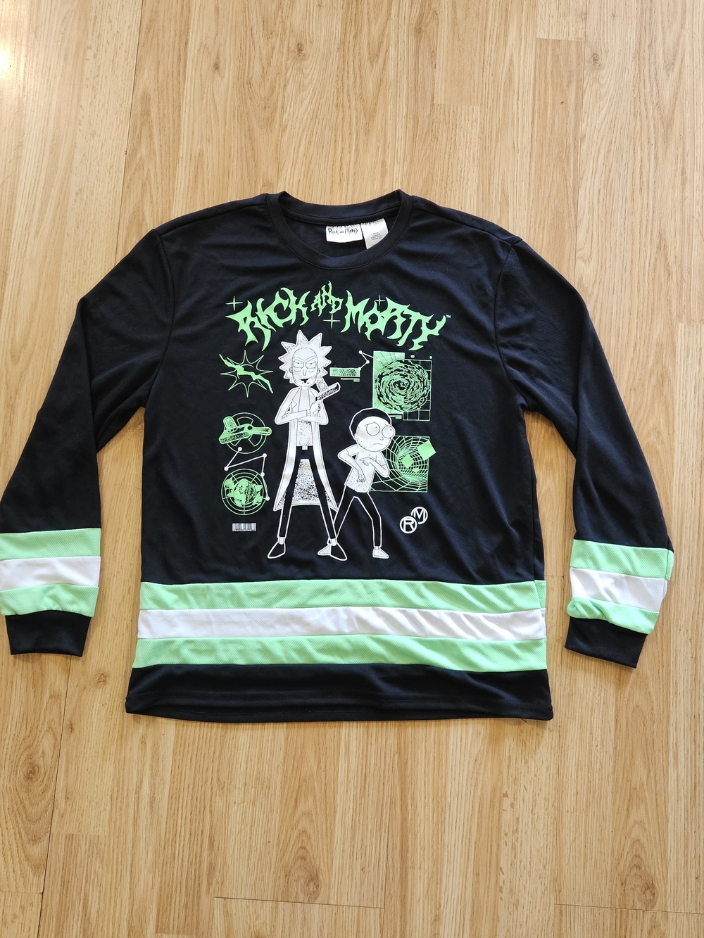 Official Rick and Morty Long Sleeve Hockey Jersey Style Shirt Size S